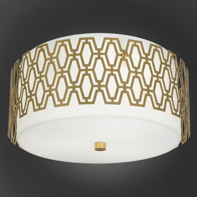 Robert Abbey - 203 - Three Light Flushmount - Marcel - Modern Brass w/Frosted Cased White Glass