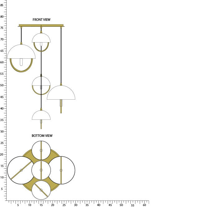 Robert Abbey - 589WHT - Five Light Pendant - Mavisten Edition Copernica - Lacquered Burnished Brass w/White Painted Metal