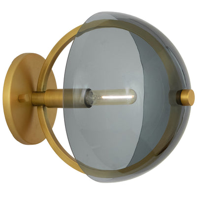 Robert Abbey - 604 - One Light Wall Sconce - Mavisten Edition Copernica - Lacquered Burnished Brass w/Smoked Glass