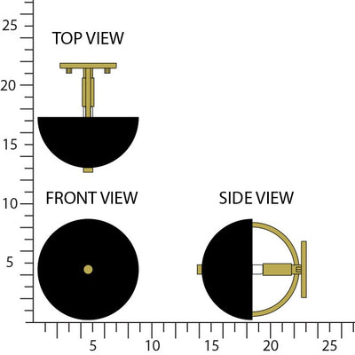 Robert Abbey - 604BLK - One Light Wall Sconce - Mavisten Edition Copernica - Lacquered Burnished Brass w/Black Painted Metal