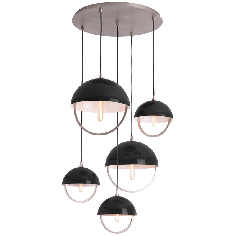 Robert Abbey - P589BLK - Five Light Pendant - Mavisten Edition Copernica - Pewter w/Piano Black Painted Metal