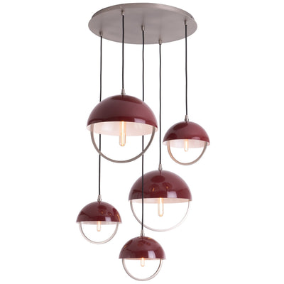 Robert Abbey - P589OX - Five Light Pendant - Mavisten Edition Copernica - Pewter w/Oxblood Painted Metal