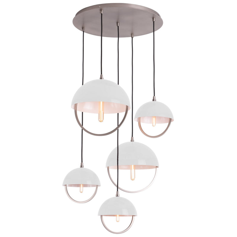 Robert Abbey - P589WHT - Five Light Pendant - Mavisten Edition Copernica - Pewter w/White Painted Metal