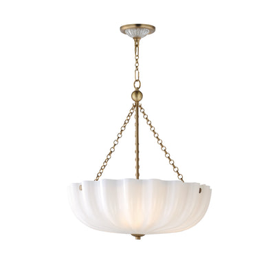 Maxim - 22653WTNAB - Three Light Pendant / Semi-Flush Mount - Bundt - White/Natural Aged Brass
