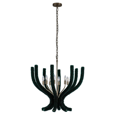 Kalco - 525955BCG/GRN - Eight Light Chandelier - CORAL - Brushed Champagne Gold