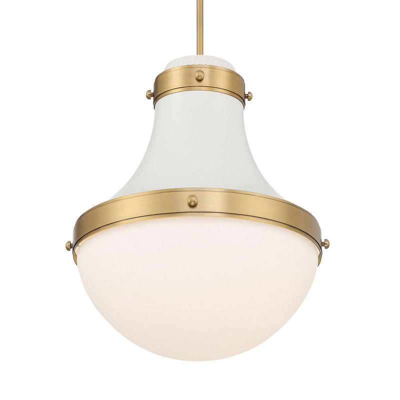 Minka-Lavery - 3934-879 - One Light Pendant - Purelight - Legacy Brass & Off White Cream