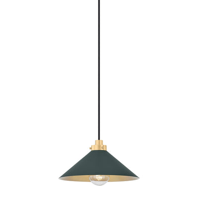 Hudson Valley - MDS1401-AGB/SSG - One Light Pendant - Clivedon - Aged Brass/Soft Studio Green