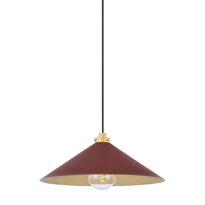 Hudson Valley - MDS1402-AGB/CRN - One Light Pendant - Clivedon - Aged Brass/Soft Crimson