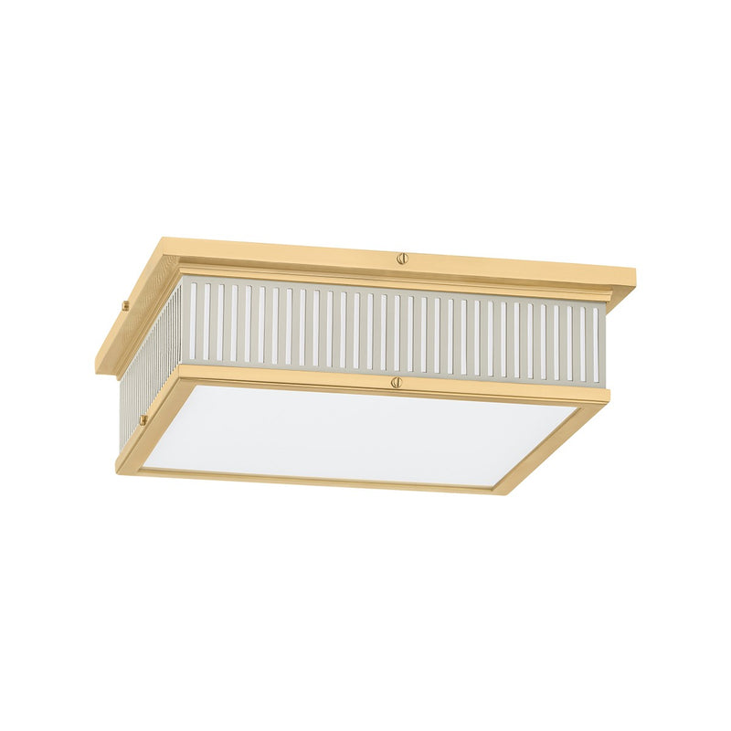 Hudson Valley - MDS1900-AGB/OW - LED Flush Mount - Ashdown - Aged Brass/Off-White