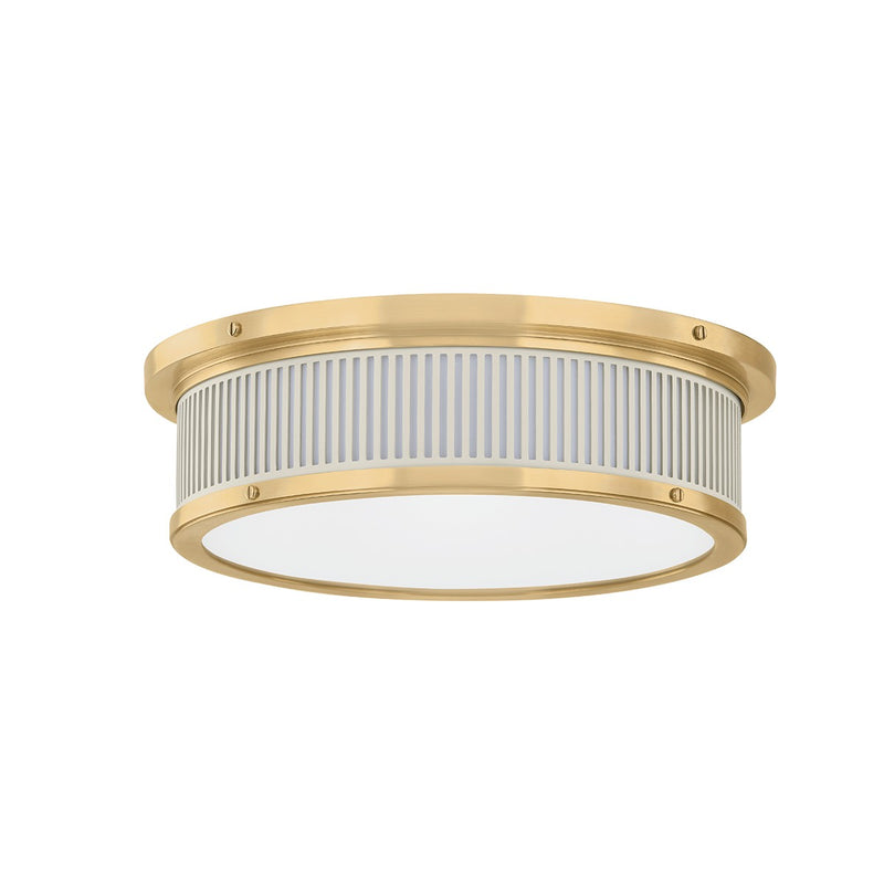 Hudson Valley - MDS1901-AGB/OW - LED Flush Mount - Ashdown - Aged Brass/Off-White