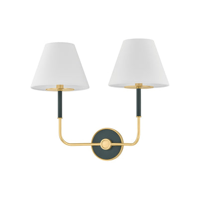 Hudson Valley - MDS2201-AGB/SSG - Two Light Wall Sconce - Wedgewood - Aged Brass/Soft Studio Green