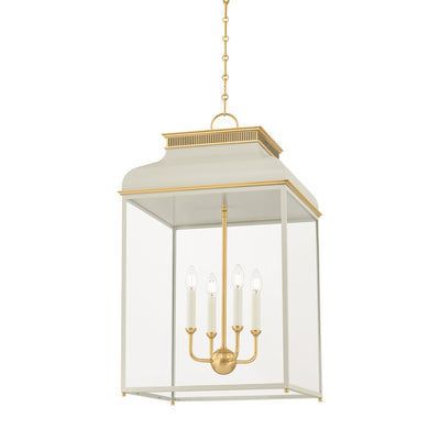 Hudson Valley - MDS2401-AGB/OW - Four Light Lantern - Houghton - Aged Brass/Off-White