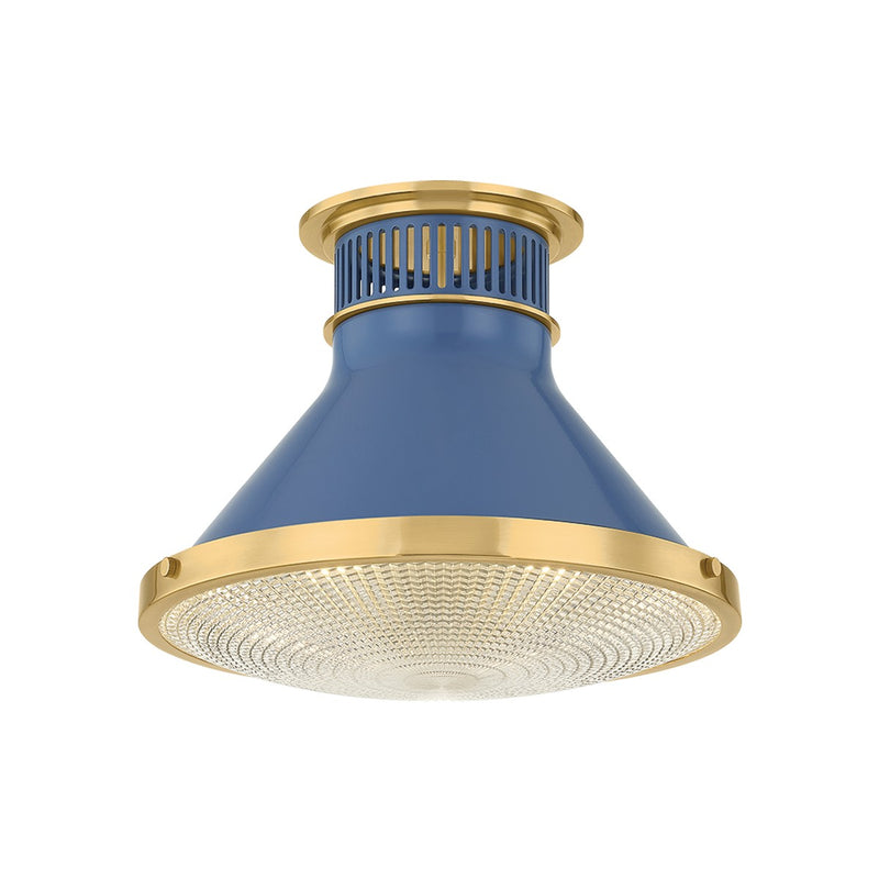 Hudson Valley - MDS2402-AGB/FBL - One Light Flush Mount - Highclere - Aged Brass/Soft French Blue