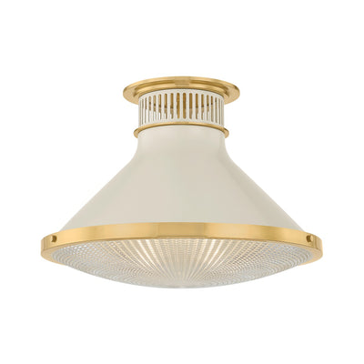 Hudson Valley - MDS2403-AGB/OW - One Light Flush Mount - Highclere - Aged Brass/Off-White