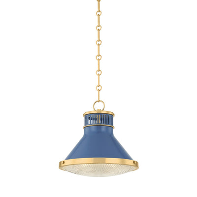 Hudson Valley - MDS2404-AGB/FBL - One Light Pendant - Highclere - Aged Brass/Soft French Blue