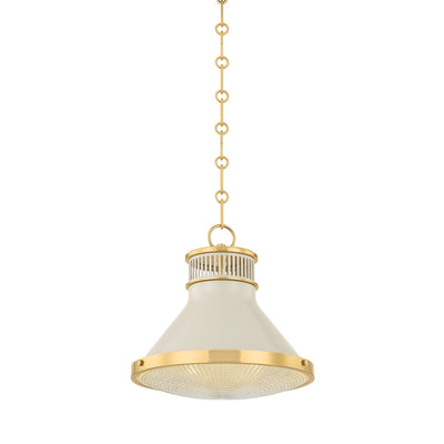 Hudson Valley - MDS2404-AGB/OW - One Light Pendant - Highclere - Aged Brass/Off-White