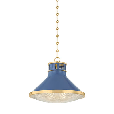 Hudson Valley - MDS2405-AGB/FBL - One Light Pendant - Highclere - Aged Brass/Soft French Blue