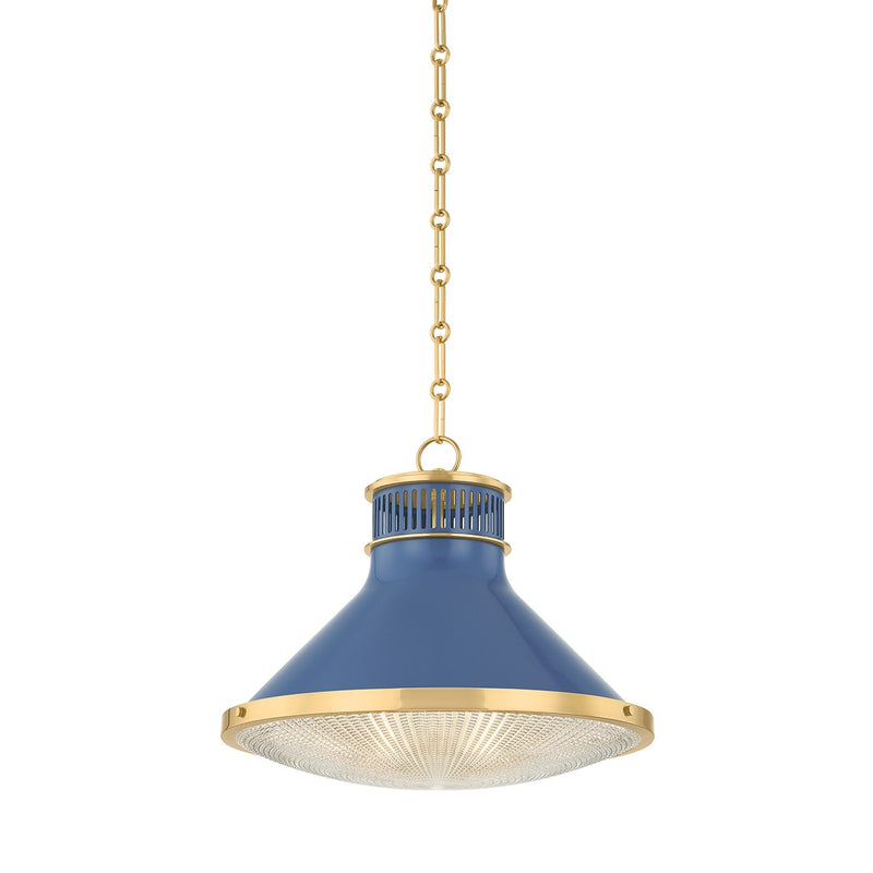 Hudson Valley - MDS2405-AGB/FBL - One Light Pendant - Highclere - Aged Brass/Soft French Blue