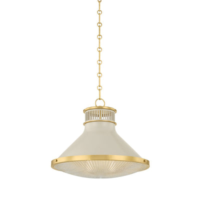 Hudson Valley - MDS2405-AGB/OW - One Light Pendant - Highclere - Aged Brass/Off-White
