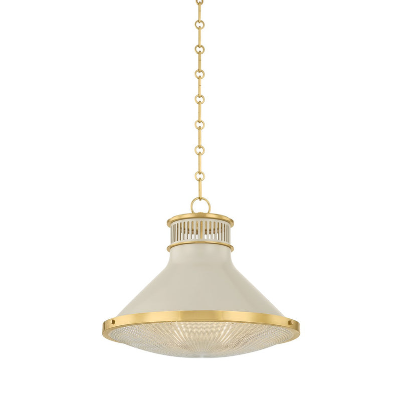Hudson Valley - MDS2405-AGB/OW - One Light Pendant - Highclere - Aged Brass/Off-White
