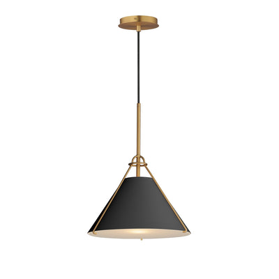 Maxim - 25229BKNAB - One Light Pendant - Lucas - Black / Natural Aged Brass