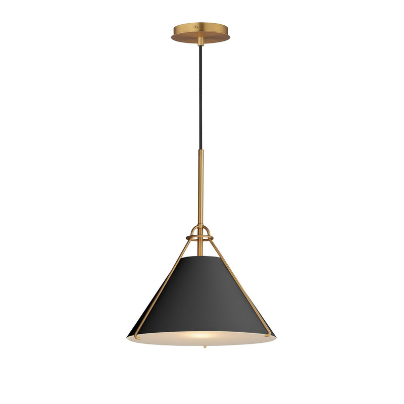Maxim - 25229BKNAB - One Light Pendant - Lucas - Black / Natural Aged Brass