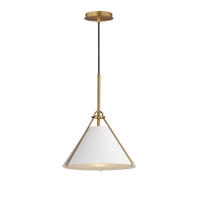 Maxim - 25229WTNAB - One Light Pendant - Lucas - White/Natural Aged Brass