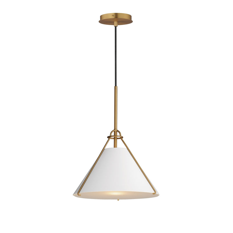 Maxim - 25229WTNAB - One Light Pendant - Lucas - White/Natural Aged Brass