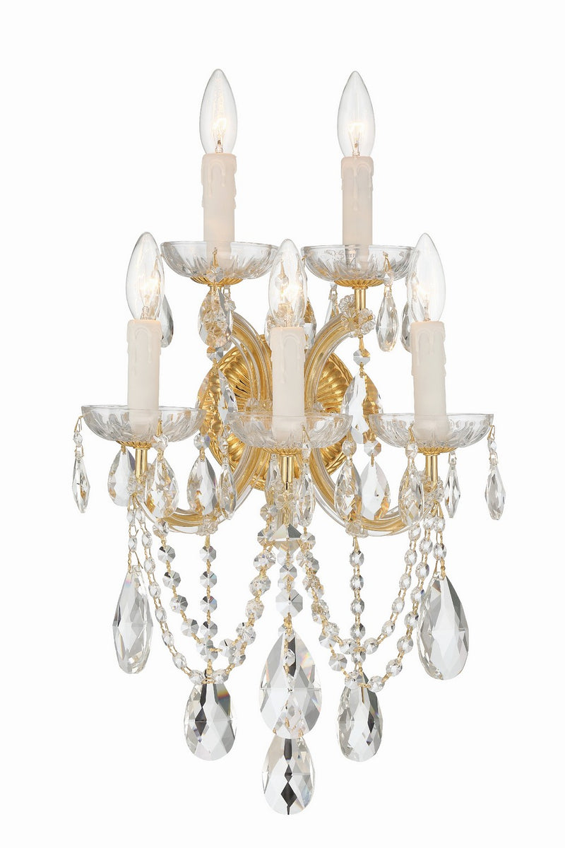 Crystorama - 4425-GD-CL-SAQ - Five Light Wall Sconce - Maria Theresa - Gold