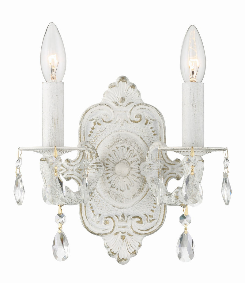 Crystorama - 5022-AW-CL-SAQ - Two Light Wall Mount - Paris Market - Antique White