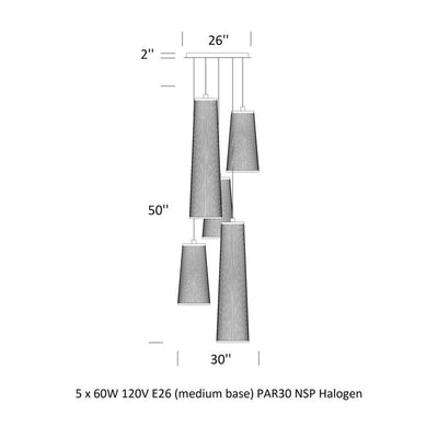Solis Chandlier with Mixed Long Pendants