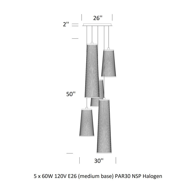 Solis Chandlier with Mixed Short Pendants