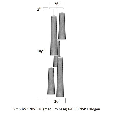 Solis Chandlier with Mixed Long Pendants