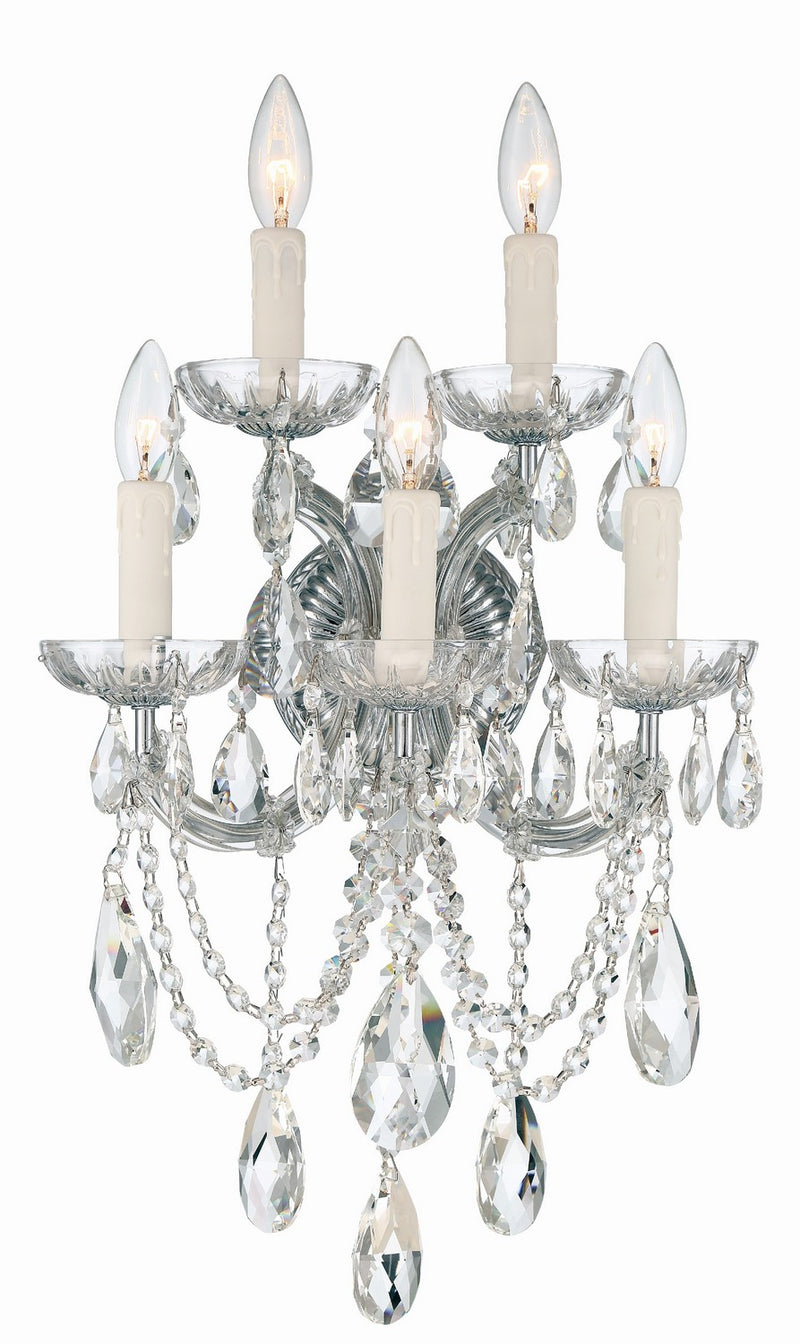 Crystorama - 4425-CH-CL-S - Five Light Wall Mount - Maria Theresa - Polished Chrome