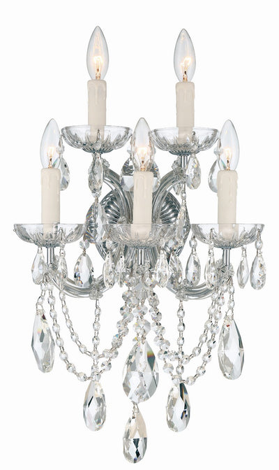 Crystorama - 4425-CH-CL-MWP - Five Light Wall Sconce - Maria Theresa - Polished Chrome