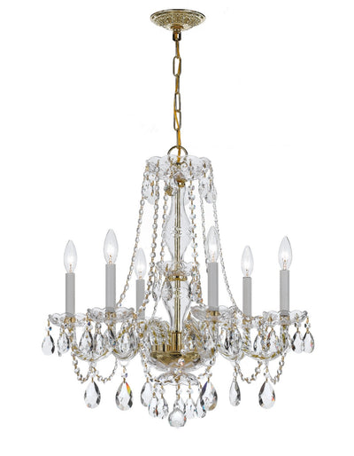 Crystorama - 5086-PB-CL-MWP - Six Light Chandelier - Traditional Crystal - Polished Brass