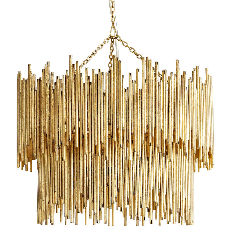 Arteriors-Prescott Two Tiered Pendant-Gold Leaf