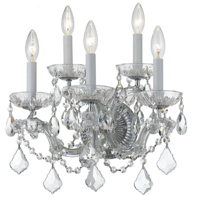 Crystorama - 4404-CH-CL-MWP - Five Light Wall Mount - Maria Theresa - Polished Chrome