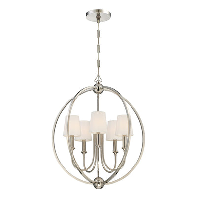 Crystorama - 2247-PN - Five Light Chandelier - Sylvan - Polished Nickel