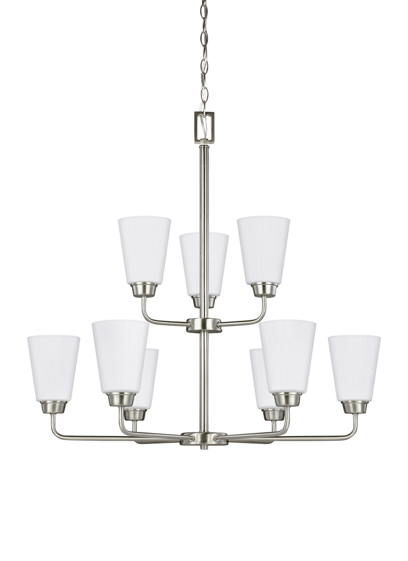 Generation Lighting - 3115209-962 - Nine Light Chandelier - Kerrville - Brushed Nickel