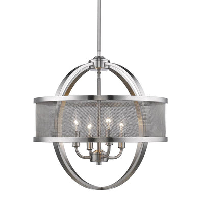 Golden - 3167-4P PW-PW - Four Light Chandelier - Colson PW - Pewter