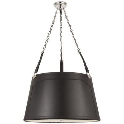 Ralph Lauren - RL 5532PN-CHC - Three Light Pendant - Karlie - Polished Nickel and Chocolate Leather
