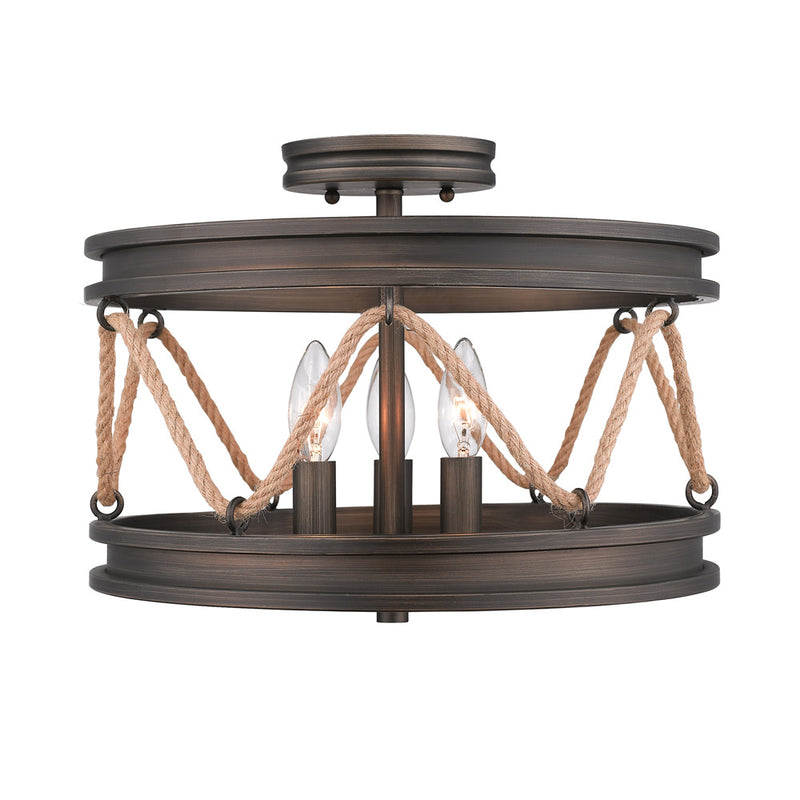 Golden - 1048-SF GMT - Three Light Semi-Flush Mount - Chatham - Gunmetal Bronze