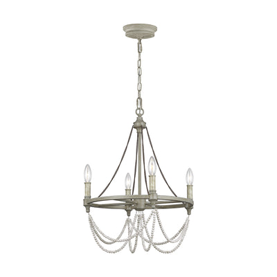 Visual Comfort Studio - F3331/4FWO/DWW - Four Light Chandelier - Beverly - French Washed Oak / Distressed White Wood