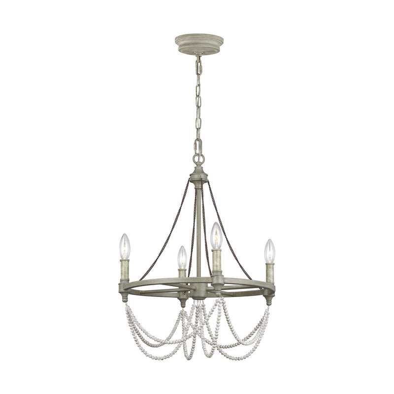 Visual Comfort Studio - F3331/4FWO/DWW - Four Light Chandelier - Beverly - French Washed Oak / Distressed White Wood