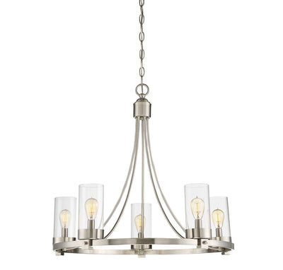 Meridian - M10018BN - Five Light Chandelier - Mchan - Brushed Nickel