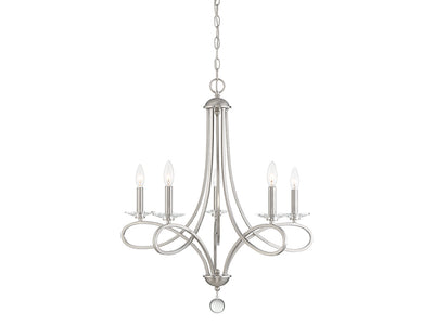 Meridian - M10028BN - Five Light Chandelier - Mchan - Brushed Nickel