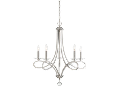 Meridian - M10028BN - Five Light Chandelier - Mchan - Brushed Nickel