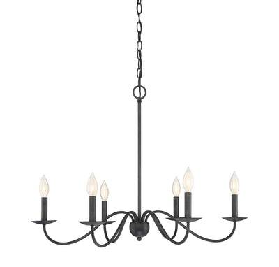 Meridian - M10042AI - Six Light Chandelier - Mchan - Aged Iron