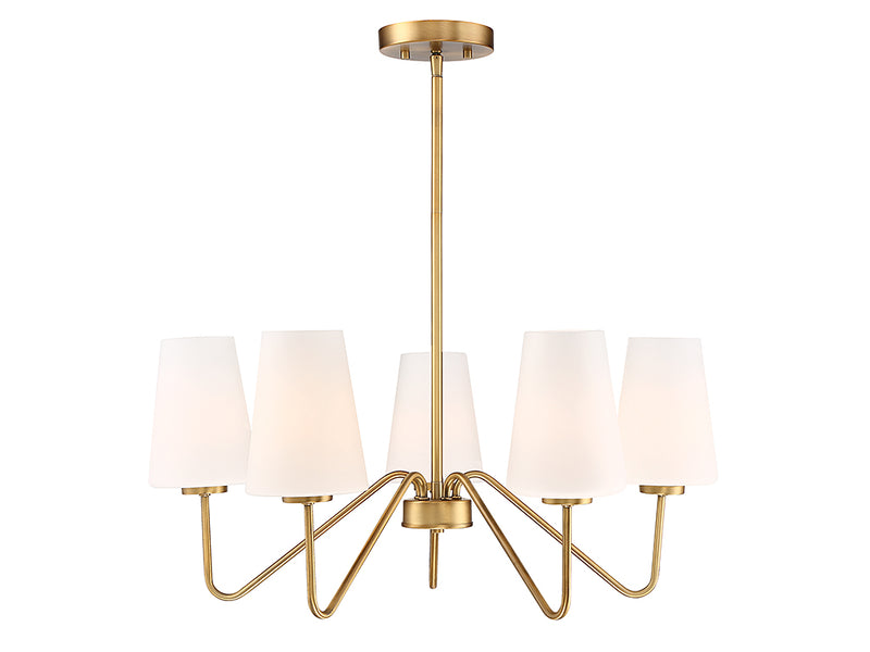 Meridian - M10060NB - Five Light Chandelier - Mchan - Natural Brass